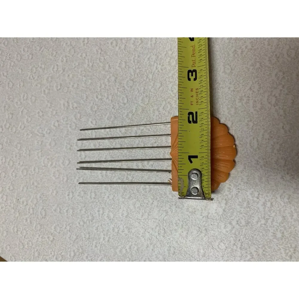 Vintage Peach Clam Sea Shell Celluloid Hair Fork Comb Pick Accessory Missing Bal